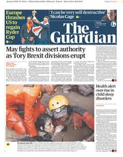 The Guardian () Newspaper Front Page for 1 October 2018