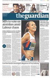 The Guardian () Newspaper Front Page for 1 December 2015