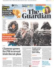 The Guardian () Newspaper Front Page for 1 March 2018