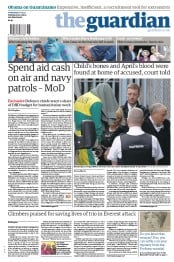 The Guardian () Newspaper Front Page for 1 May 2013