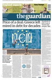 The Guardian () Newspaper Front Page for 1 July 2015