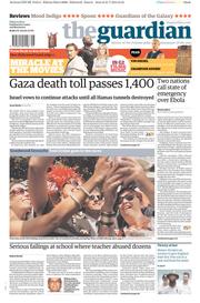 The Guardian () Newspaper Front Page for 1 August 2014