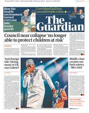 The Guardian () Newspaper Front Page for 1 August 2018