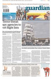 The Guardian () Newspaper Front Page for 1 September 2014