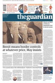 The Guardian () Newspaper Front Page for 1 September 2016