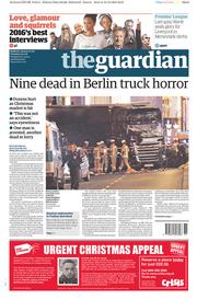 The Guardian () Newspaper Front Page for 20 December 2016