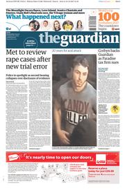 The Guardian () Newspaper Front Page for 20 December 2017