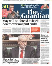 The Guardian () Newspaper Front Page for 20 December 2018