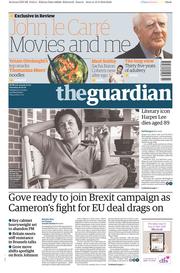 The Guardian () Newspaper Front Page for 20 February 2016