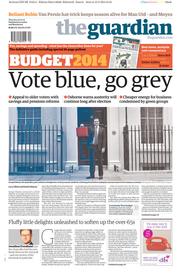 The Guardian () Newspaper Front Page for 20 March 2014