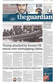 The Guardian () Newspaper Front Page for 20 March 2017