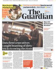 The Guardian () Newspaper Front Page for 20 March 2018