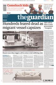 The Guardian () Newspaper Front Page for 20 April 2015