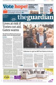The Guardian () Newspaper Front Page for 20 April 2017