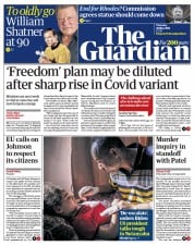 The Guardian () Newspaper Front Page for 20 May 2021