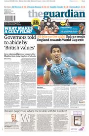 The Guardian () Newspaper Front Page for 20 June 2014