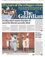The Guardian () Newspaper Front Page for 20 June 2018