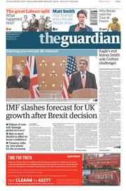 The Guardian () Newspaper Front Page for 20 July 2016