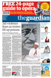 The Guardian () Newspaper Front Page for 20 August 2011