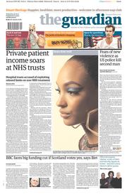 The Guardian () Newspaper Front Page for 20 August 2014