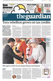 The Guardian () Newspaper Front Page for 21 October 2015