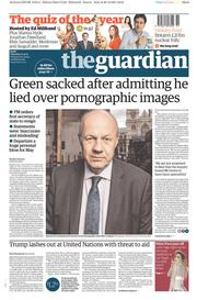 The Guardian () Newspaper Front Page for 21 December 2017
