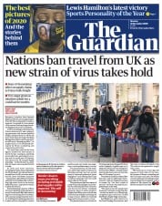 The Guardian () Newspaper Front Page for 21 December 2020