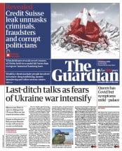 The Guardian () Newspaper Front Page for 21 February 2022