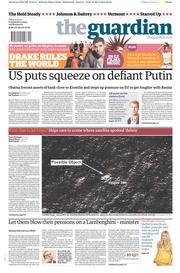 The Guardian () Newspaper Front Page for 21 March 2014