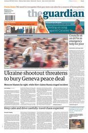The Guardian () Newspaper Front Page for 21 April 2014