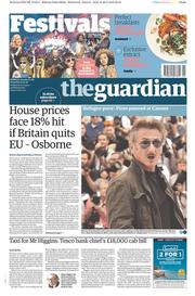 The Guardian () Newspaper Front Page for 21 May 2016