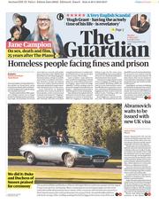 The Guardian () Newspaper Front Page for 21 May 2018