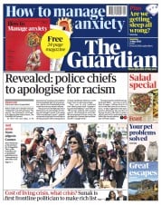 The Guardian () Newspaper Front Page for 21 May 2022