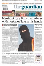 The Guardian () Newspaper Front Page for 21 August 2014