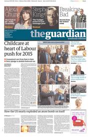 The Guardian () Newspaper Front Page for 21 September 2013