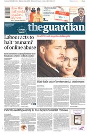 The Guardian () Newspaper Front Page for 21 September 2016