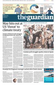 The Guardian () Newspaper Front Page for 21 September 2017