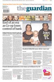 The Guardian () Newspaper Front Page for 22 October 2013