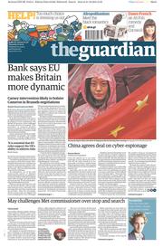 The Guardian () Newspaper Front Page for 22 October 2015