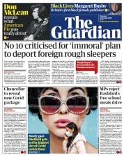The Guardian () Newspaper Front Page for 22 October 2020