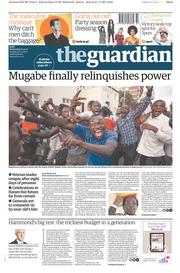 The Guardian () Newspaper Front Page for 22 November 2017