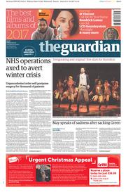 The Guardian () Newspaper Front Page for 22 December 2017