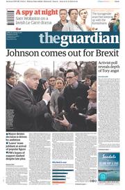 The Guardian () Newspaper Front Page for 22 February 2016