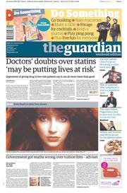 The Guardian () Newspaper Front Page for 22 March 2014