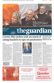 The Guardian () Newspaper Front Page for 22 March 2017