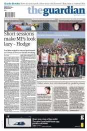 The Guardian () Newspaper Front Page for 22 April 2013
