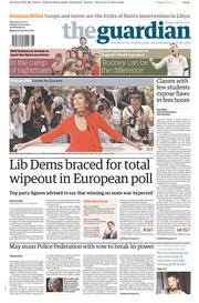 The Guardian () Newspaper Front Page for 22 May 2014