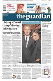 The Guardian () Newspaper Front Page for 22 June 2016