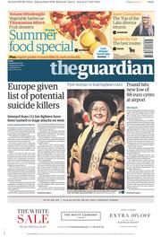The Guardian () Newspaper Front Page for 22 July 2017