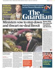 The Guardian () Newspaper Front Page for 22 July 2019